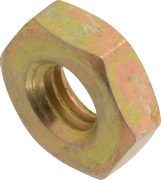 Made in USA - #10-32 UN Steel Right Hand Machine Screw Hex Nut - 11/32" Across Flats, 0.13" High, Cadmium-Plated Finish - Top Tool & Supply