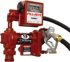 Tuthill - 15 GPM, 3/4" Hose Diam, DC Tank Pump with Manual Nozzle & 807C Meter - 1" Inlet, 3/4" Outlet, 12 Volts, 12' Hose Length, 1/4 hp - Top Tool & Supply