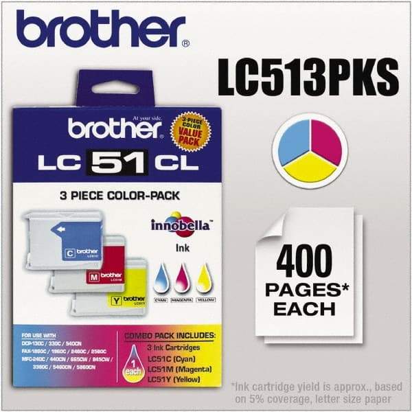 Brother - Cyan, Magenta & Yellow Ink Cartridge - Use with Brother DCP-130C, 330C, 350C, intelliFAX-1860C, 1960C, 2480C, 2580C, MFC-230C, 240C, 440CN, 465CN, 665CW, 685CW, 845CW, 885CW, 3360C - Top Tool & Supply