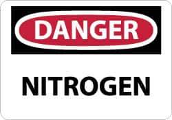 NMC - "Danger - Nitrogen", 10" Long x 14" Wide, Rigid Plastic Safety Sign - Rectangle, 0.05" Thick, Use for Hazardous Materials - Top Tool & Supply