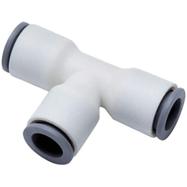 Parker - 1/2" OD, Bio-Sourced Nylon 11 Push-to-Connect Union Tee - 160 Max psi, White - Top Tool & Supply