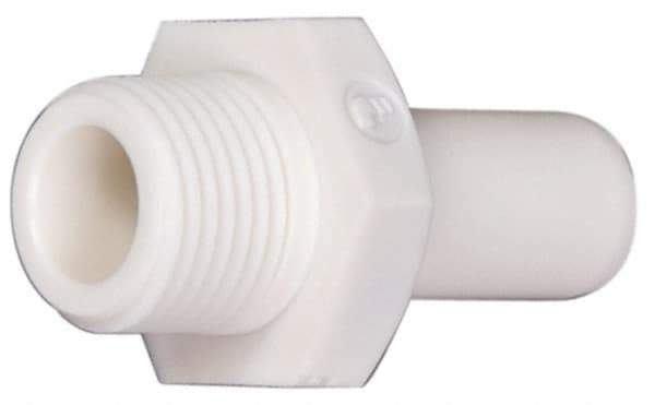 Parker - 1/4" OD, 3/8 NPTF, Bio-Sourced Nylon 11 Push-to-Connect Stem Adapter - 230 Max psi, White - Top Tool & Supply