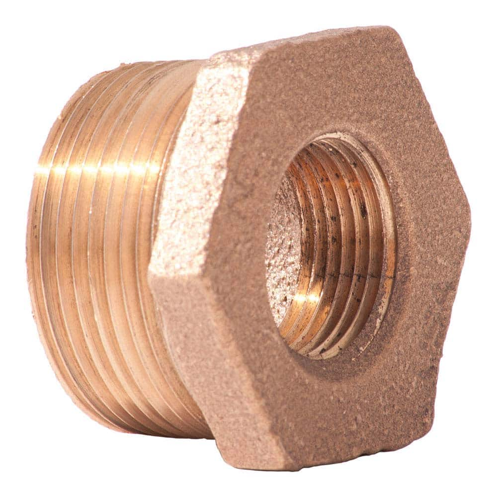 Merit Brass - Brass & Chrome Pipe Fittings Type: Hex Bushing Fitting Size: 3/4 x 1/2 - Top Tool & Supply