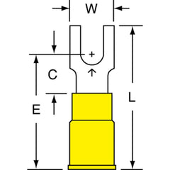 3M - #8 Stud, 12 to 10 AWG Compatible, Partially Insulated, Crimp Connection, Block Fork Terminal - Top Tool & Supply