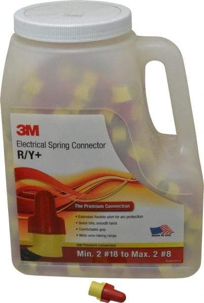 3M - 2, 18 to 2, 8 AWG, 600 Volt, Flame Retardant, Wing Twist on Wire Connector - Red & Yellow, 221°F - Top Tool & Supply