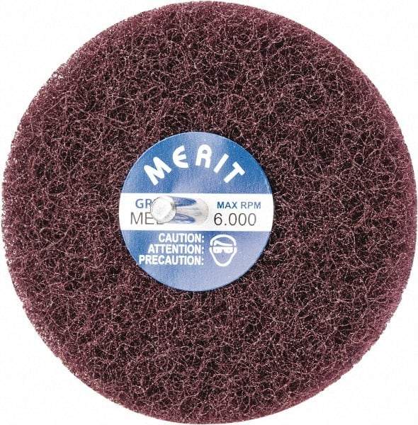 Merit Abrasives - 4" Diam, Medium Mounted Scrubber Buffing Wheel - 2 Ply, Medium Grade, 1/4" Shank Diam, 6,000 RPM - Top Tool & Supply