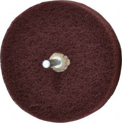 Merit Abrasives - 4" Diam, Medium Mounted Scrubber Buffing Wheel - 3 Ply, Very Fine Grade, 1/4" Shank Diam, 6,000 RPM - Top Tool & Supply