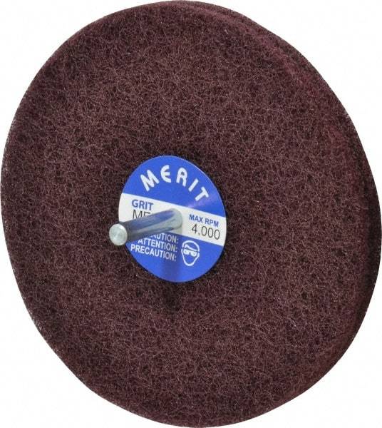 Merit Abrasives - 5" Diam, Medium Mounted Scrubber Buffing Wheel - 2 Ply, Medium Grade, 1/4" Shank Diam, 4,000 RPM - Top Tool & Supply