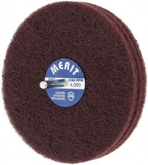 Merit Abrasives - 5" Diam, Medium Mounted Scrubber Buffing Wheel - 3 Ply, Very Fine Grade, 1/4" Shank Diam, 4,000 RPM - Top Tool & Supply