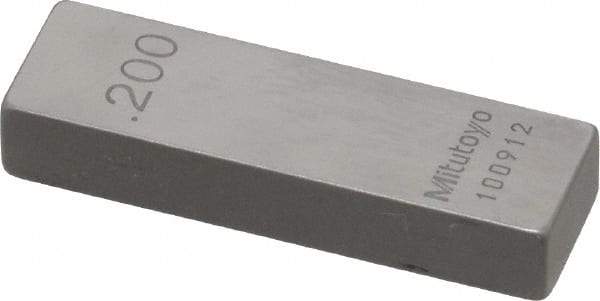 Mitutoyo - 0.2" Rectangular Steel Gage Block - Accuracy Grade 0, Includes Certificate of Inspection - Top Tool & Supply