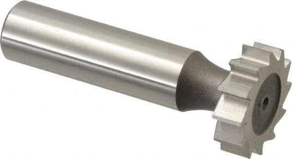 Keo - 7/8" Diam x 1/4" Face Width, High Speed Steel, 12 Teeth, Shank Connection Woodruff Keyseat Cutter - Uncoated, 2-1/4" OAL x 1/2" Shank, Straight Teeth, ANSI 807, Old Standard A - Top Tool & Supply