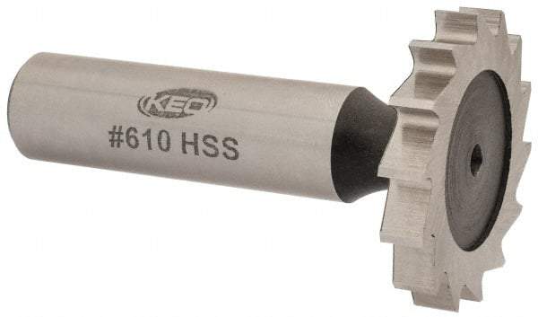 Keo - 1-1/4" Diam x 3/16" Face Width, High Speed Steel, 14 Teeth, Shank Connection Woodruff Keyseat Cutter - Uncoated, 2-3/16" OAL x 1/2" Shank, Straight Teeth, ANSI 610, Old Standard 19 - Top Tool & Supply