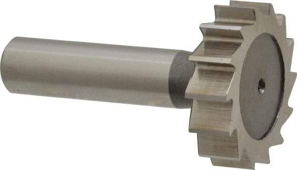 Keo - 1-3/8" Diam x 3/8" Face Width, High Speed Steel, 14 Teeth, Shank Connection Woodruff Keyseat Cutter - Uncoated, 2-3/8" OAL x 1/2" Shank, Straight Teeth, ANSI 1211, Old Standard F - Top Tool & Supply