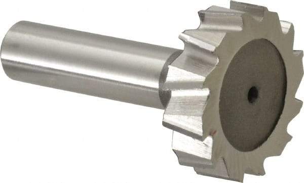 Keo - 1-3/8" Diam x 3/8" Face Width, High Speed Steel, 12 Teeth, Shank Connection Woodruff Keyseat Cutter - Uncoated, 2-3/8" OAL x 1/2" Shank, Staggered Teeth, ANSI 1211, Old Standard F - Top Tool & Supply