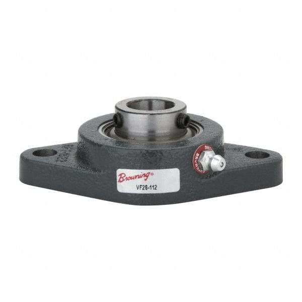 Browning - 3/4" ID, 4-13/32" OAL x 2-1/2" OAH 2-Bolt Flange - 1,444 Lb Static Cap, 2,611 Lb Dyn Cap, 3-17/32" Btw Mnt Hole Ctrs, Cast Iron - Top Tool & Supply