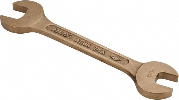 Ampco - 11/16" x 7/8" Nonsparking Open End Wrench - 8" OAL, Double End, Plain Finish, 15° Head Angle - Top Tool & Supply