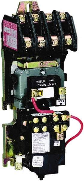 Square D - No Enclosure, 4 Pole, Mechanically Held Lighting Contactor - 20 A (Tungsten), 30 A (Fluorescent), 277 VAC at 60 Hz, 4NO Contact Configuration - Top Tool & Supply