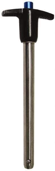 Gibraltar - 1/4" Diam, 4" Usable Length, T Handle, Quick Release Pin - Grade 304 Stainless Steel, Bright Finish - Top Tool & Supply