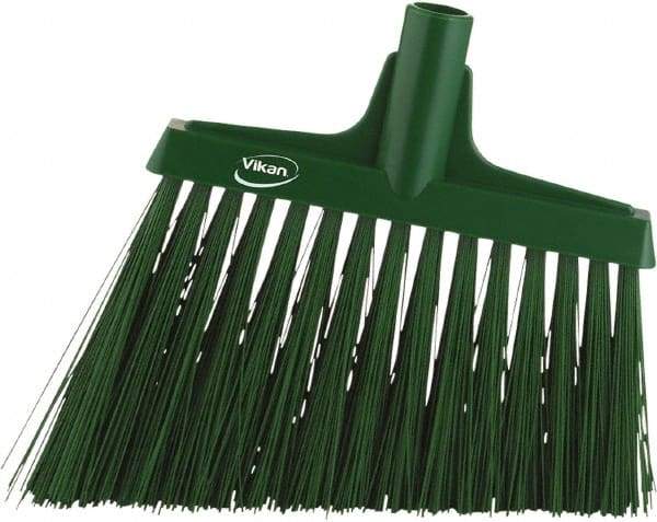 Vikan - 9-1/2" Wide, Green Synthetic Bristles, Angled Broom - Top Tool & Supply