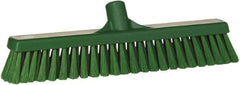 Vikan - 16" Fine Particle Synthetic Push Broom - 2" Bristle Length, Plastic Block, European Threaded Handle Connection - Top Tool & Supply