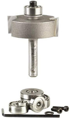 Amana Tool - 1-3/8" Cut Diam, 1/2" Length of Cut, 2 Flute Profiling Edge Profile Router Bit - Carbide-Tipped, 1/4" Shank Diam, 2" OAL, Uncoated - Top Tool & Supply