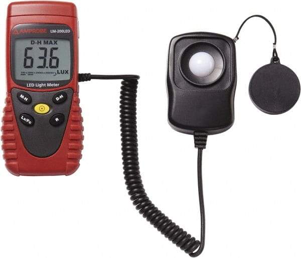 Amprobe - 9 Volt Battery, 40 to 40,000 FC, LCD Display, Silicone Photodiode Light Meter - 3 Accuracy, Compatible with All Visible Light Lighting, Built In Memory - Top Tool & Supply