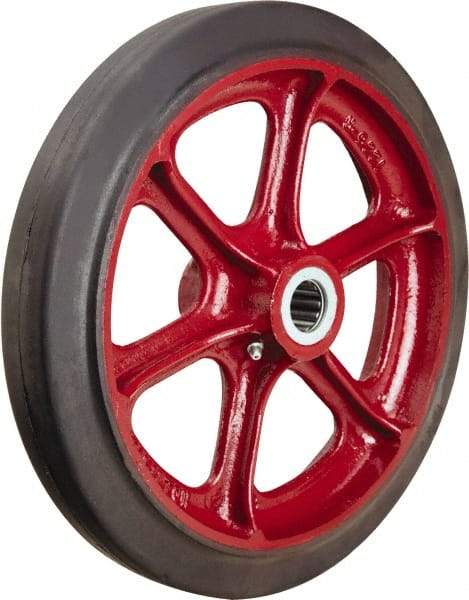 Hamilton - 12 Inch Diameter x 2 Inch Wide, Rubber on Cast Iron Caster Wheel - 690 Lb. Capacity, 2-3/4 Inch Hub Length, 1-9/16 Inch Axle Diameter, Plain Bore Bearing - Top Tool & Supply