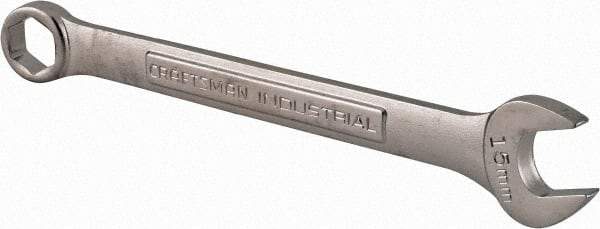 Craftsman Industrial - 15mm 6 Point Combination Wrench - 8" OAL, Steel, Satin Finish - Top Tool & Supply