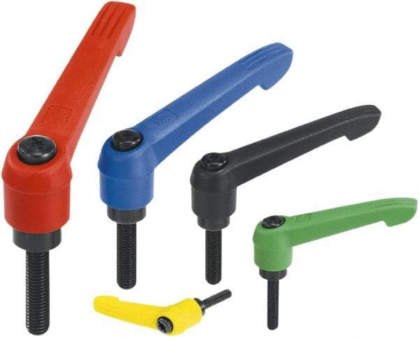 KIPP - 1/4-20, Fiberglass Reinforced Plastic Threaded Stud Adjustable Clamping Handle - 47mm OAL, 33.5mm High - Top Tool & Supply