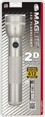 Mag-Lite - White LED Bulb, 168 Lumens, Industrial/Tactical Flashlight - Silver Aluminum Body, 2 D Batteries Not Included - Top Tool & Supply