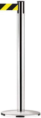 Tensator - 38-1/2" High, 2-1/2" Pole Diam, Tensabarrier Post - 13-1/2" Base Diam, Round Cast Iron with Pressed Steel Cover Base, Polished Chrome (Color) 7-1/2' Tape - Top Tool & Supply