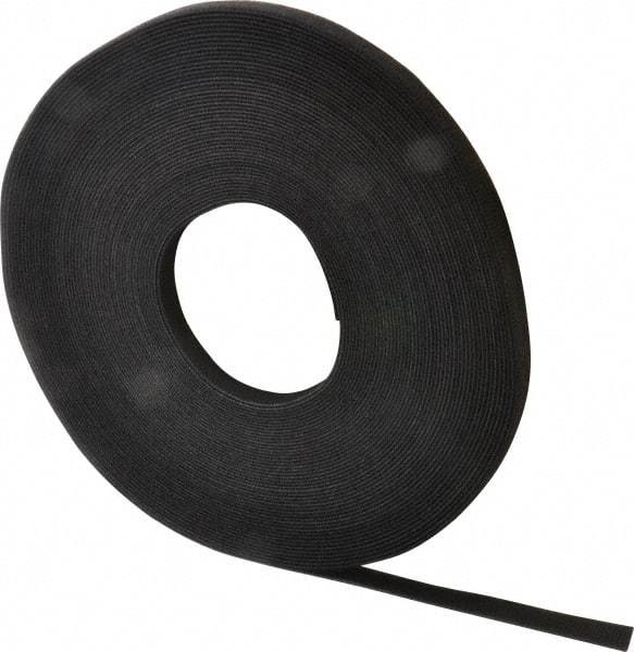 VELCRO Brand - 1/2" Wide x 25 Yd Long Self Fastening Tie/Strap Hook & Loop Roll - Continuous Roll, Black - Top Tool & Supply