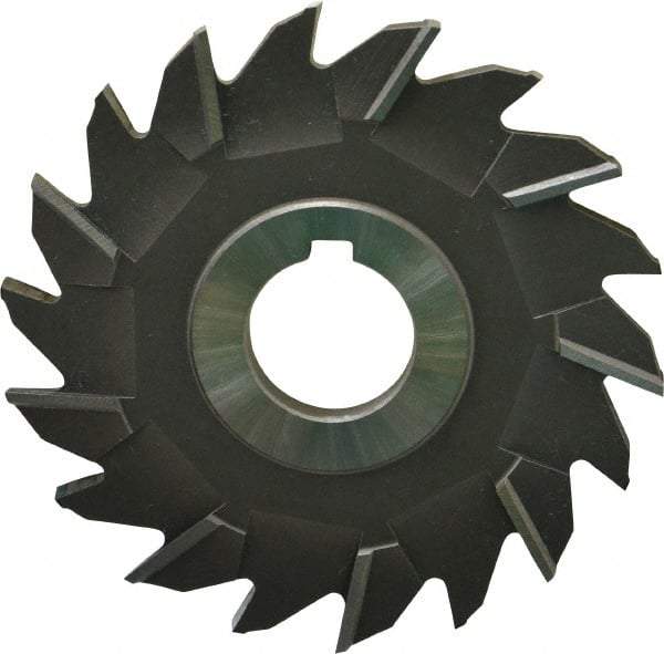 Made in USA - 4" Diam x 1/4" Width of Cut, 18 Teeth, Cobalt Side Milling Cutter - Staggered Teeth, Uncoated - Top Tool & Supply