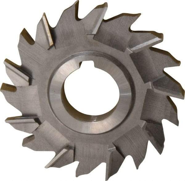 Made in USA - 4" Diam x 1/2" Width of Cut, 18 Teeth, Cobalt Side Milling Cutter - Staggered Teeth, Uncoated - Top Tool & Supply