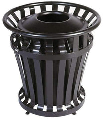 Rubbermaid - 20 Gal Black Round Trash Can - Steel, 27-1/2" High - Top Tool & Supply