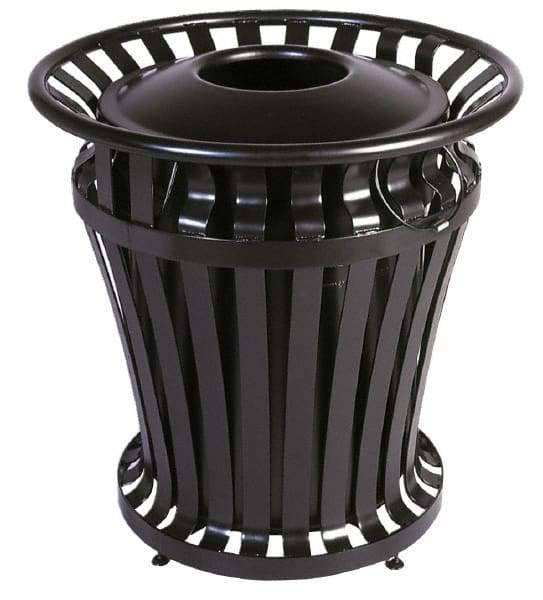 Rubbermaid - Black Round Trash Can - Steel, 32" High - Top Tool & Supply