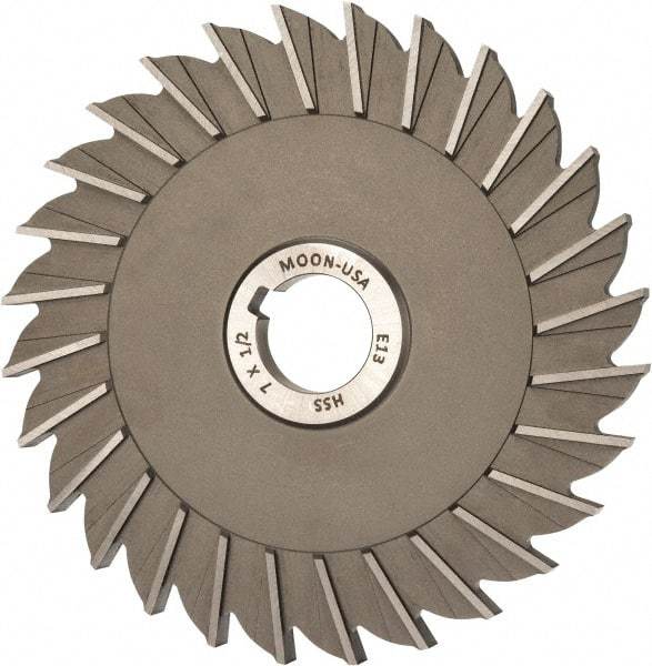 Made in USA - 7" Diam x 1/2" Width of Cut, 28 Teeth, High Speed Steel Side Milling Cutter - Straight Teeth, Uncoated - Top Tool & Supply