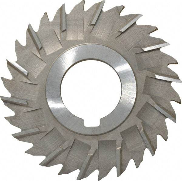 Made in USA - 3" Diam x 5/32" Width of Cut, 28 Teeth, High Speed Steel Side Milling Cutter - Staggered Teeth, Uncoated - Top Tool & Supply