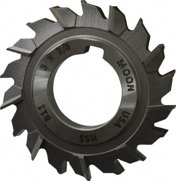 Made in USA - 3" Diam x 3/8" Width of Cut, 18 Teeth, High Speed Steel Side Milling Cutter - Staggered Teeth, Uncoated - Top Tool & Supply