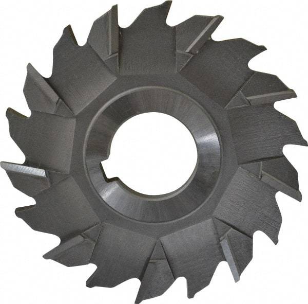 Made in USA - 3-1/2" Diam x 1/4" Width of Cut, 18 Teeth, High Speed Steel Side Milling Cutter - Staggered Teeth, Uncoated - Top Tool & Supply