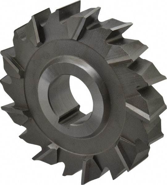 Made in USA - 3-1/2" Diam x 3/4" Width of Cut, 18 Teeth, High Speed Steel Side Milling Cutter - Staggered Teeth, Uncoated - Top Tool & Supply