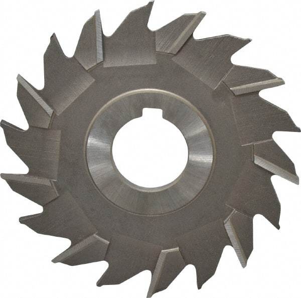 Made in USA - 4" Diam x 3/16" Width of Cut, 18 Teeth, High Speed Steel Side Milling Cutter - Staggered Teeth, Uncoated - Top Tool & Supply