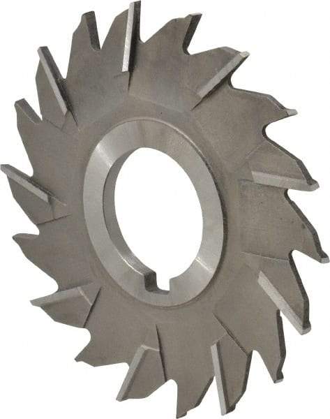 Made in USA - 4" Diam x 3/16" Width of Cut, 18 Teeth, High Speed Steel Side Milling Cutter - Staggered Teeth, Uncoated - Top Tool & Supply