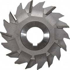 Made in USA - 4" Diam x 5/16" Width of Cut, 18 Teeth, High Speed Steel Side Milling Cutter - Staggered Teeth, Uncoated - Top Tool & Supply