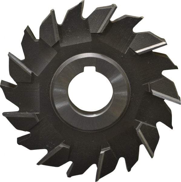 Made in USA - 4" Diam x 1/2" Width of Cut, 18 Teeth, High Speed Steel Side Milling Cutter - Staggered Teeth, Uncoated - Top Tool & Supply