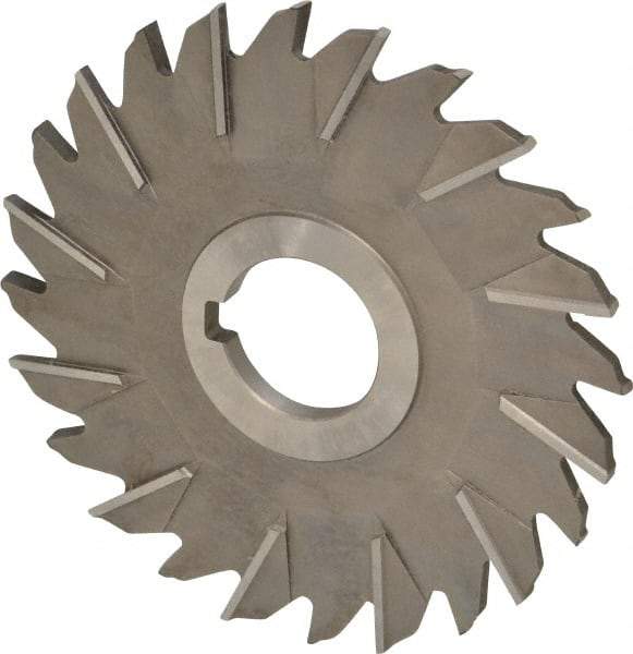 Made in USA - 5" Diam x 1/4" Width of Cut, 24 Teeth, High Speed Steel Side Milling Cutter - Staggered Teeth, Uncoated - Top Tool & Supply