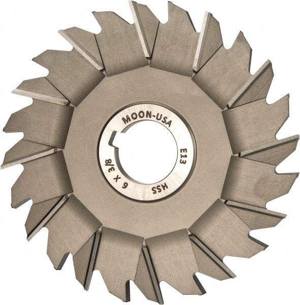 Made in USA - 6" Diam x 3/8" Width of Cut, 24 Teeth, High Speed Steel Side Milling Cutter - Staggered Teeth, Uncoated - Top Tool & Supply