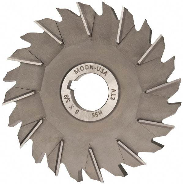 Made in USA - 6" Diam x 5/8" Width of Cut, 24 Teeth, High Speed Steel Side Milling Cutter - Staggered Teeth, Uncoated - Top Tool & Supply