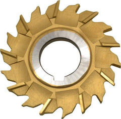 Made in USA - 3" Diam x 1/4" Width of Cut, 18 Teeth, High Speed Steel Side Milling Cutter - Staggered Teeth, TiN Coated - Top Tool & Supply