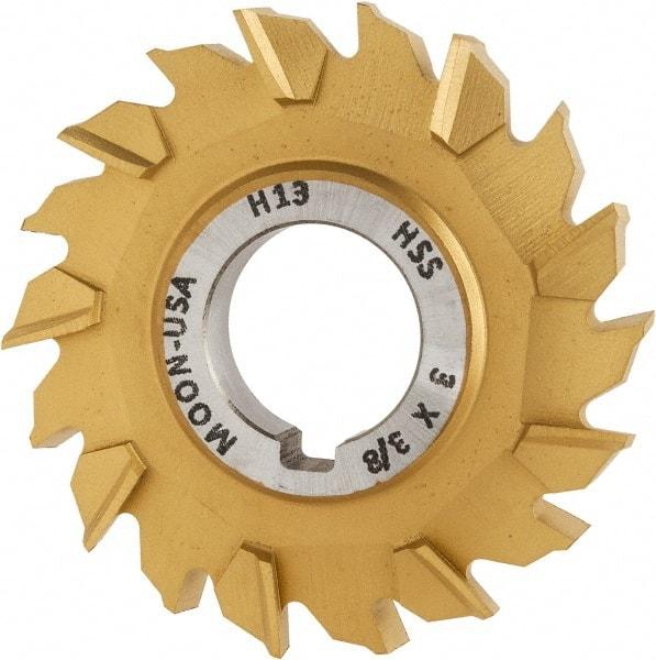 Made in USA - 3" Diam x 3/8" Width of Cut, 18 Teeth, High Speed Steel Side Milling Cutter - Staggered Teeth, TiN Coated - Top Tool & Supply